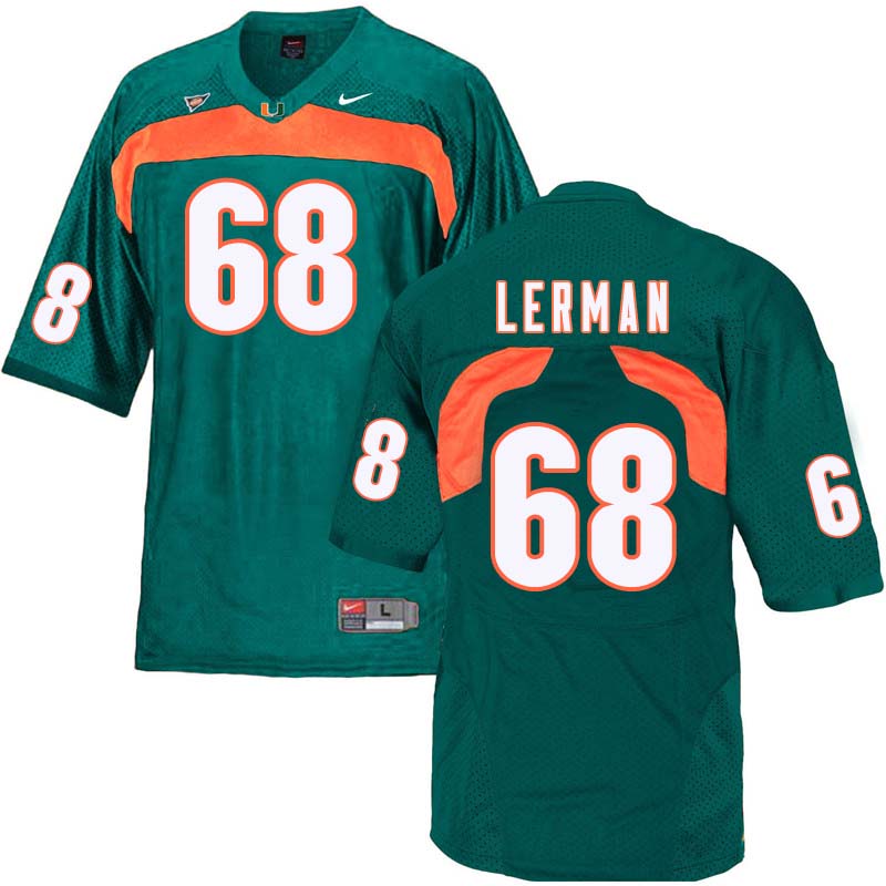 Nike Miami Hurricanes #68 Zachary Lerman College Football Jerseys Sale-Green - Click Image to Close